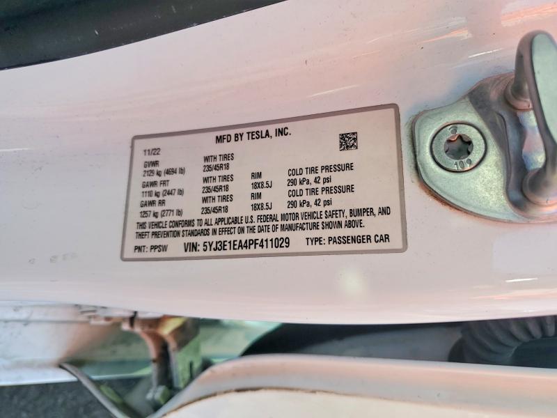 Aukcja sprzedaży 2023 Tesla Model 3, vin: 5YJ3E1EA4PF411029, numer aukcji: 55455916