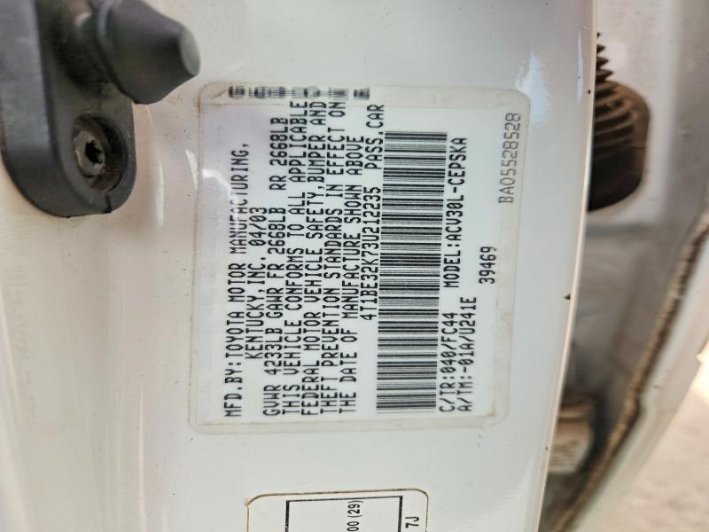 2003 Toyota Camry მანქანა იყიდება აუქციონზე, vin: 4T1BE32K73U212235, აუქციონის ნომერი: 57578686