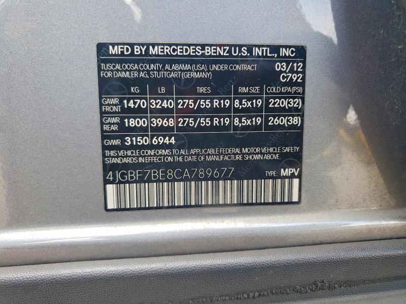 Aukcja sprzedaży 2012 Mercedes-benz Gl, vin: 4JGBF7BE8CA789677, numer aukcji: 57502446