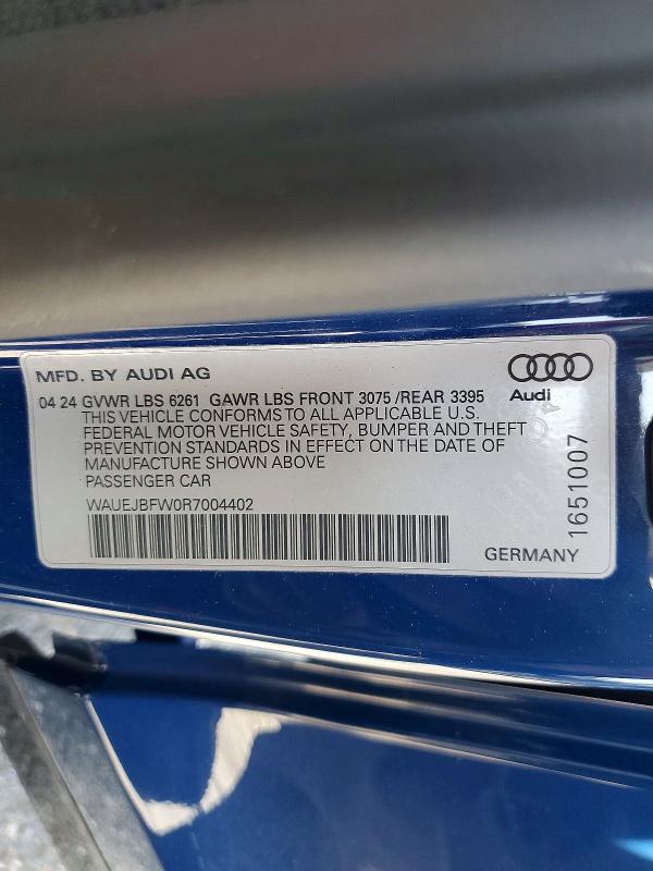 Auction sale of the 2024 Audi E-tron Gt, vin: WAUEJBFW0R7004402, lot number: 55794696
