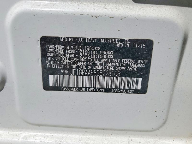 2016 Subaru Impreza მანქანა იყიდება აუქციონზე, vin: JF1GPAA68G8228106, აუქციონის ნომერი: 85627375