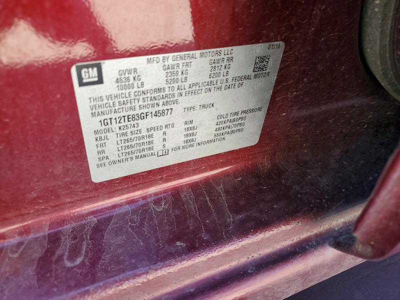 Продаж на аукціоні авто 2016 Gmc Sierra, vin: 1GT12TE83GF145877, номер лоту: 58649746