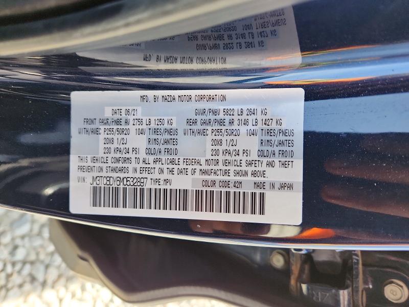 Продажа на аукционе авто 2021 Mazda Cx-9, vin: JM3TCBDY6M0532897, номер лота: 57710536
