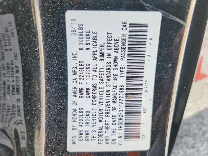 Продаж на аукціоні авто 2015 Honda Accord, vin: 1HGCR2F31FA225998, номер лоту: 57360716
