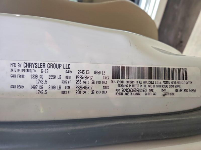 2013 Dodge Grand Caravan მანქანა იყიდება აუქციონზე, vin: 2C4RDGCG3DR811672, აუქციონის ნომერი: 57401606