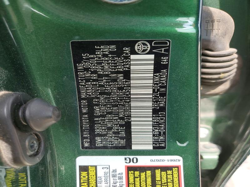 56297966 :رقم المزاد ، 2T1BURHE4FC450167 vin ، 2015 Toyota Corolla مزاد بيع