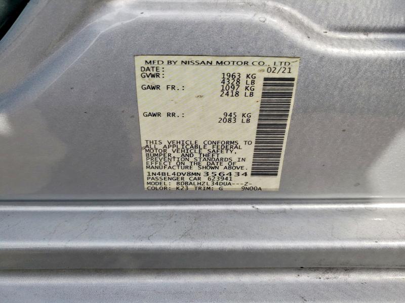 55646916 :رقم المزاد ، 1N4BL4DV8MN356434 vin ، 2021 Nissan Altima مزاد بيع
