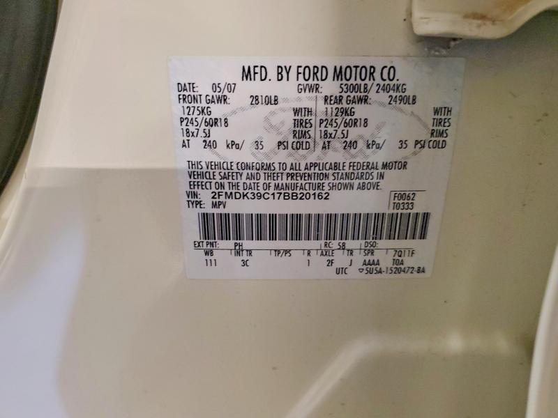 Aukcja sprzedaży 2007 Ford Edge, vin: 2FMDK39C17BB20162, numer aukcji: 58465316