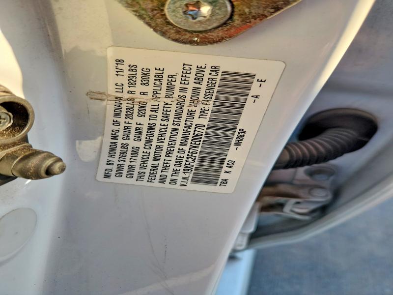 55073146 :رقم المزاد ، 19XFC2F67KE006770 vin ، 2019 Honda Civic مزاد بيع