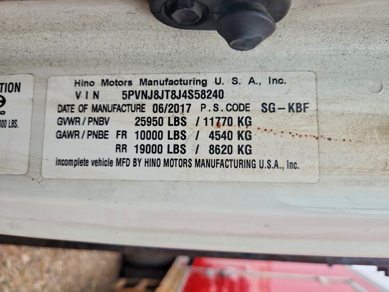 56218076 :رقم المزاد ، 5PVNJ8JT8J4S58240 vin ، 2018 Hino 268a مزاد بيع