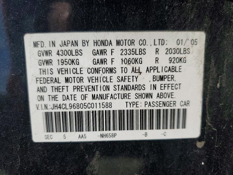 Продажа на аукционе авто 2005 Acura Tsx, vin: JH4CL96805C011588, номер лота: 58740496