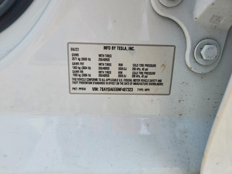 Продажа на аукционе авто 2022 Tesla Model Y, vin: 7SAYGAEE6NF487323, номер лота: 56528186