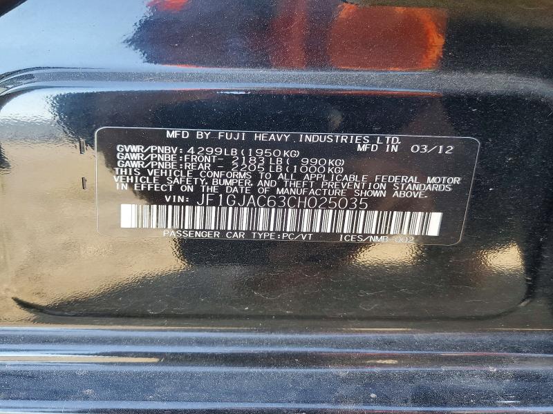 Продажа на аукционе авто 2012 Subaru Impreza, vin: JF1GJAC63CH025035, номер лота: 58384636