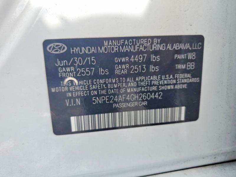 Aukcja sprzedaży 2016 Hyundai Sonata, vin: 5NPE24AF4GH260442, numer aukcji: 56838586
