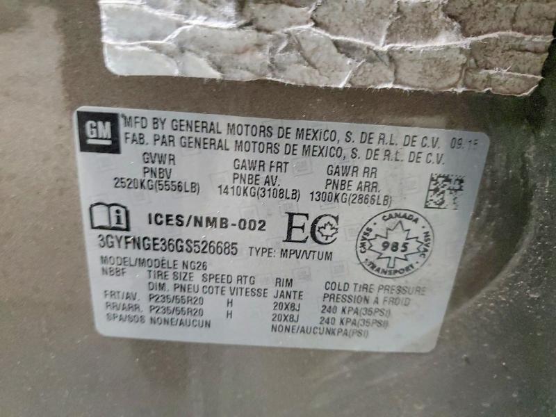 Aukcja sprzedaży 2016 Cadillac Srx, vin: 3GYFNGE36GS526685, numer aukcji: 56515276