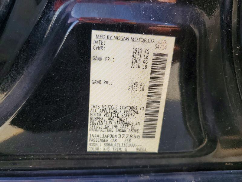 2014 Nissan Altima მანქანა იყიდება აუქციონზე, vin: 1N4AL3AP0EN377856, აუქციონის ნომერი: 56673266