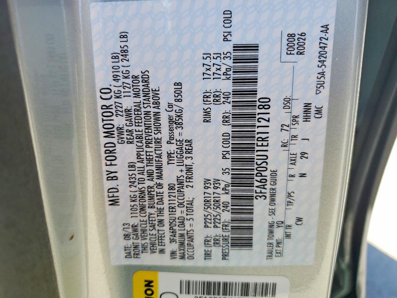 59747356 :رقم المزاد ، 3FA6P0SU1ER112180 vin ، 2014 Ford Fusion مزاد بيع