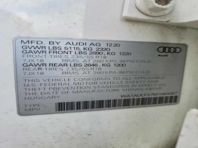 Aukcja sprzedaży 2021 Audi Q3, vin: WA1AUCF37M1064087, numer aukcji: 56407976