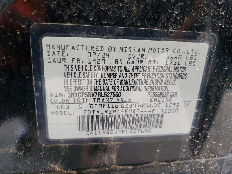 Продажа на аукционе авто 2024 Nissan Kicks, vin: 3N1CP5BV7RL527650, номер лота: 57356706