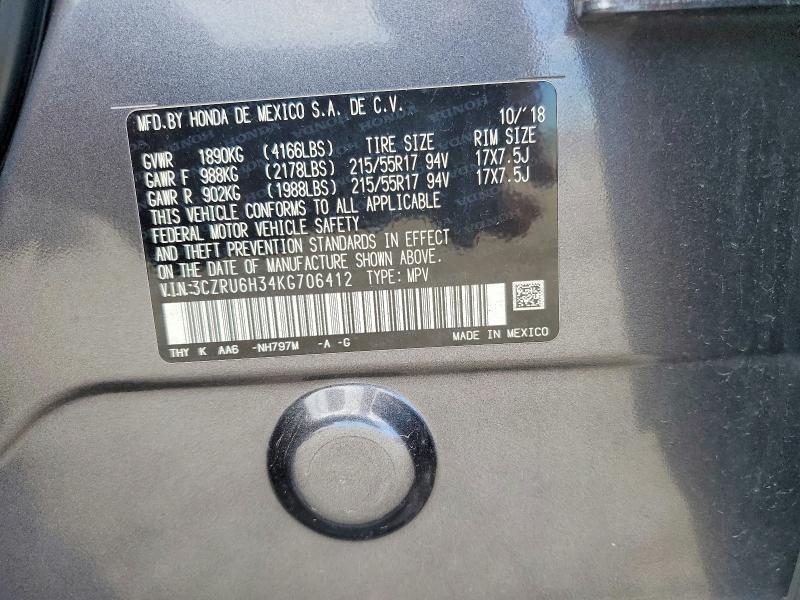 Aukcja sprzedaży 2019 Honda Hr-v, vin: 3CZRU6H34KG706412, numer aukcji: 57197026