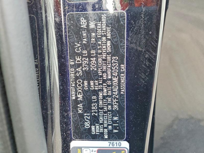 Aukcja sprzedaży 2021 Kia Forte, vin: 3KPF24ADXME405373, numer aukcji: 58199876