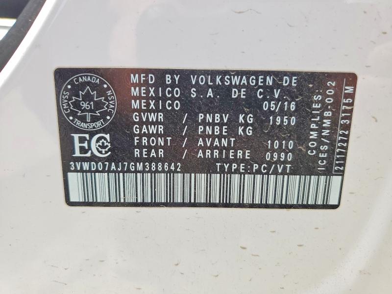 Продаж на аукціоні авто 2016 Volkswagen Jetta, vin: 3VWD07AJ7GM388642, номер лоту: 55536706