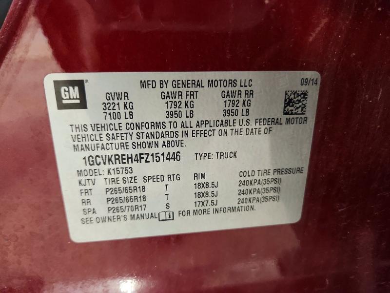 59103296 :رقم المزاد ، 1GCVKREH4FZ151446 vin ، 2015 Chevrolet Silverado مزاد بيع