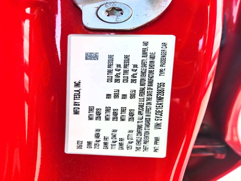 56848126 :رقم المزاد ، 5YJ3E1EA1NF288755 vin ، 2022 Tesla Model 3 مزاد بيع