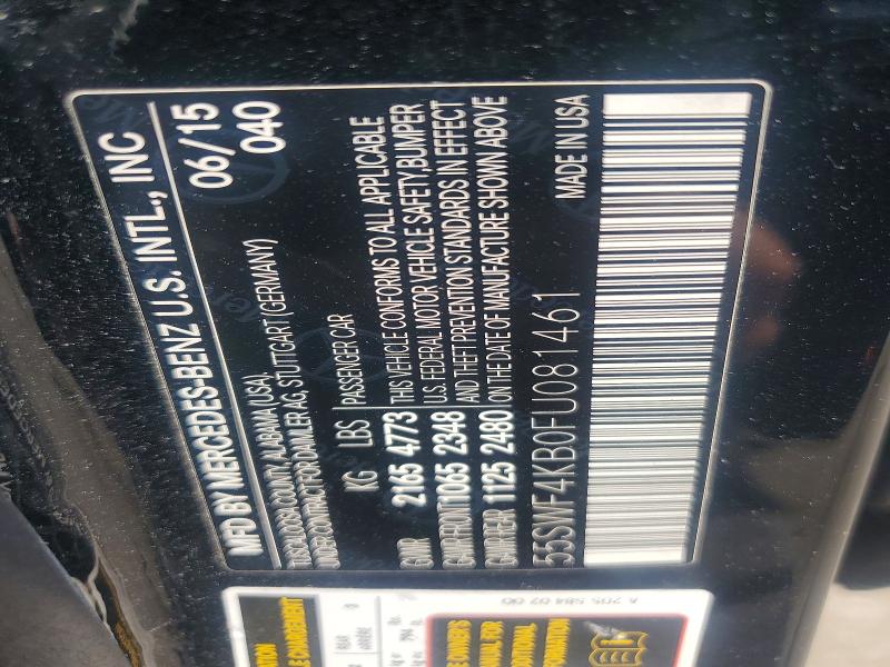 55135776 :رقم المزاد ، 55SWF4KB0FU081461 vin ، 2015 Mercedes-benz C مزاد بيع
