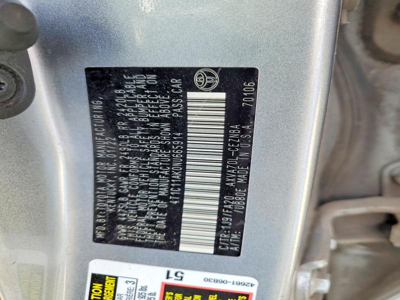 Продаж на аукціоні авто 2022 Toyota Camry, vin: 4T1C11AK0NU665914, номер лоту: 58040036