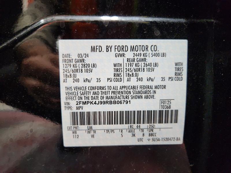 57343026 :رقم المزاد ، 2FMPK4J99RBB06791 vin ، 2024 Ford Edge مزاد بيع