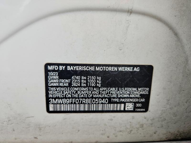 Aukcja sprzedaży 2024 Bmw 330xi, vin: 3MW89FF07R8E05940, numer aukcji: 54188206