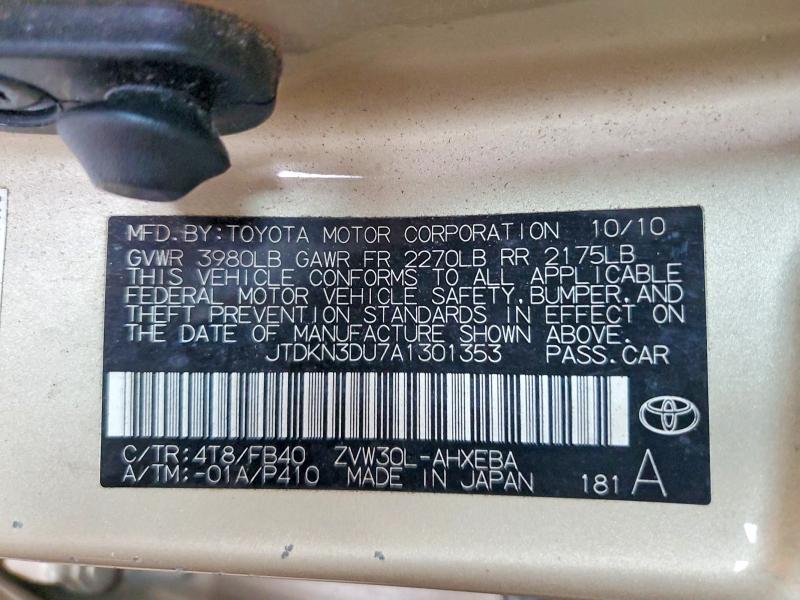 Продаж на аукціоні авто 2010 Toyota Prius, vin: JTDKN3DU7A1301353, номер лоту: 56292966