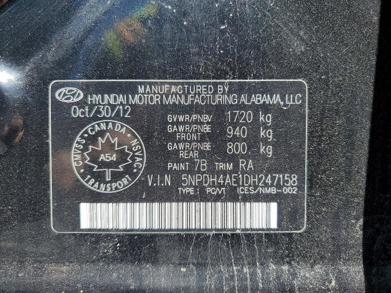 Aukcja sprzedaży 2013 Hyundai Elantra, vin: 5NPDH4AE1DH247158, numer aukcji: 56465686