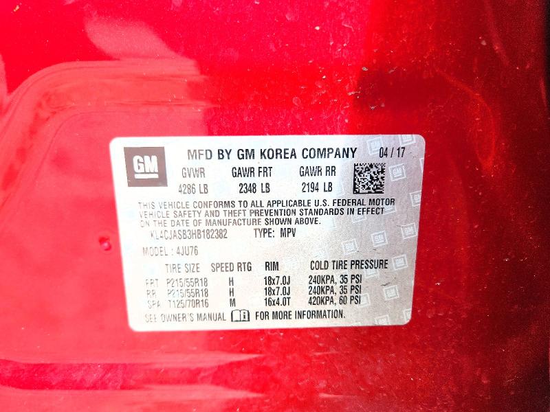 Aukcja sprzedaży 2017 Buick Encore, vin: KL4CJASB3HB182382, numer aukcji: 56958386