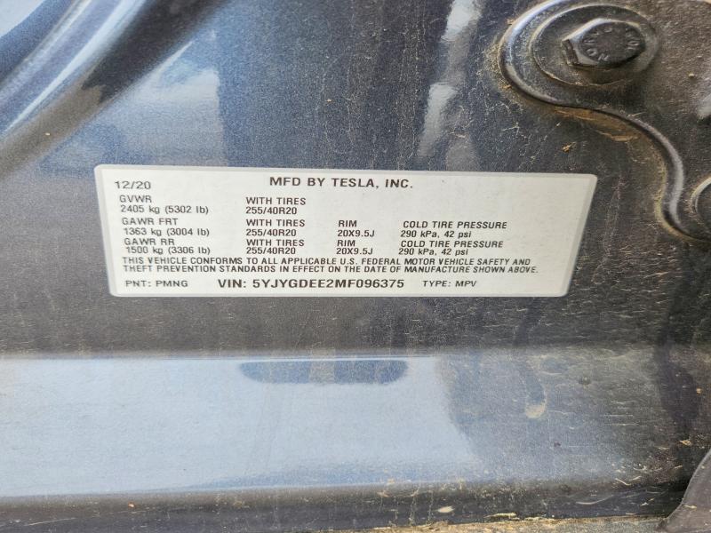 Продаж на аукціоні авто 2021 Tesla Model Y, vin: 5YJYGDEE2MF096375, номер лоту: 56227596