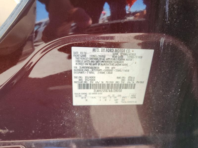 Auction sale of the 2010 Lincoln Mkt, vin: 2LMHJ5FR7ABJ28030, lot number: 57305136