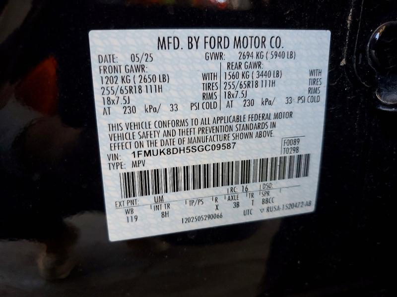 Aukcja sprzedaży 2025 Ford Explorer, vin: 1FMUK8DH5SGC09587, numer aukcji: 57251906