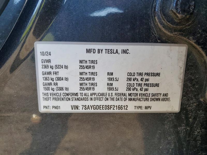 Продажа на аукционе авто 2025 Tesla Model Y, vin: 7SAYGDEE0SF216612, номер лота: 55084356