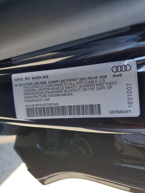 Продажа на аукционе авто 2024 Audi Rs E-tron Gt, vin: WAUBHBFW2R7901543, номер лота: 58448216