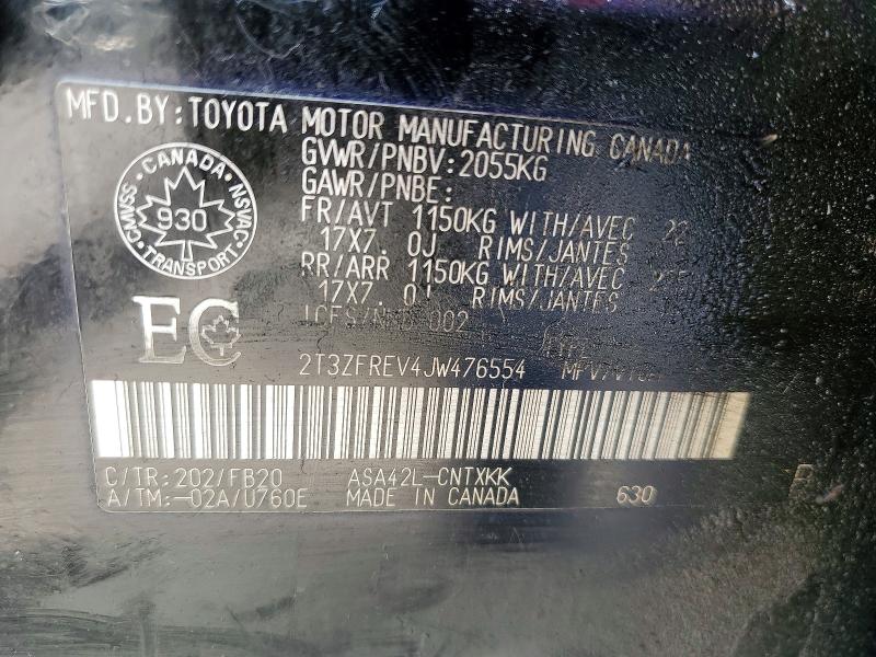 2018 Toyota Rav4 მანქანა იყიდება აუქციონზე, vin: 2T3ZFREV4JW476554, აუქციონის ნომერი: 57668706