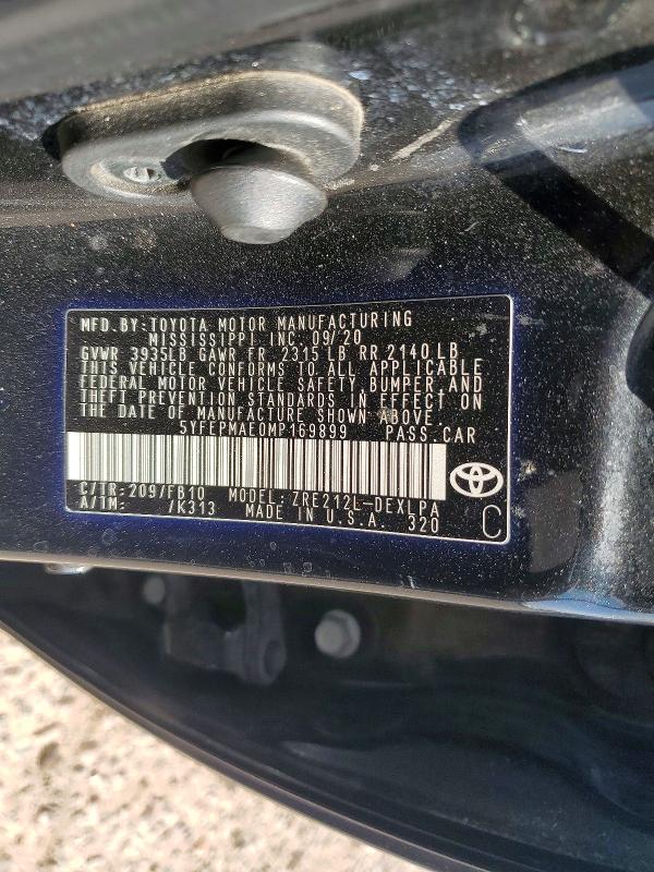 Продаж на аукціоні авто 2021 Toyota Corolla, vin: 5YFEPMAE0MP169899, номер лоту: 56089296