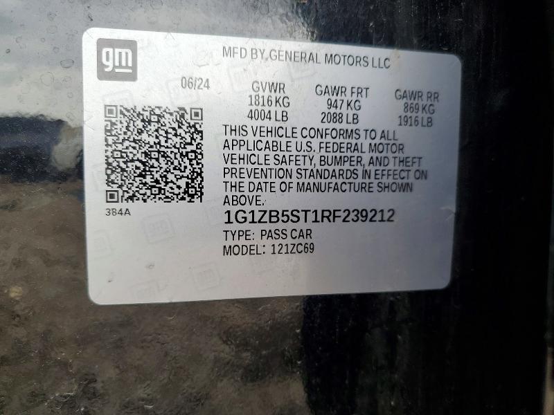 2024 Chevrolet Malibu მანქანა იყიდება აუქციონზე, vin: 1G1ZB5ST1RF239212, აუქციონის ნომერი: 58489926