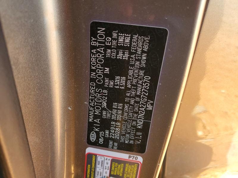 2016 Kia Soul მანქანა იყიდება აუქციონზე, vin: KNDJN2A27G7273570, აუქციონის ნომერი: 56227306