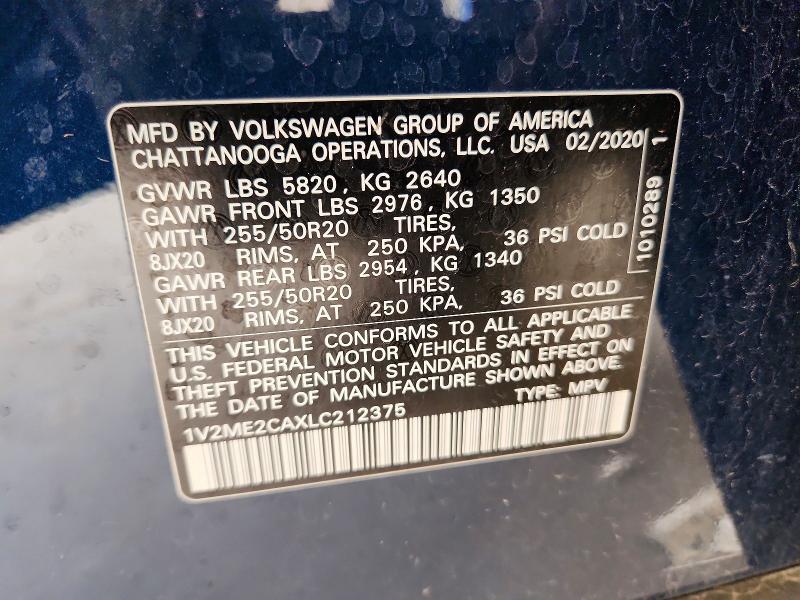 Aukcja sprzedaży 2020 Volkswagen Atlas Cross Sport, vin: 1V2ME2CAXLC212375, numer aukcji: 59902846