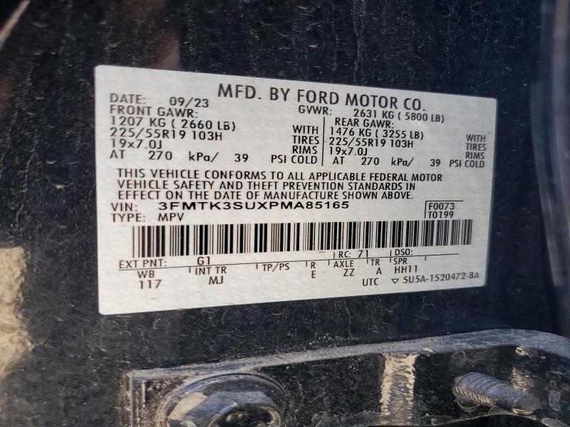 56438326 :رقم المزاد ، 3FMTK3SUXPMA85165 vin ، 2023 Ford Mustang Mach-e مزاد بيع