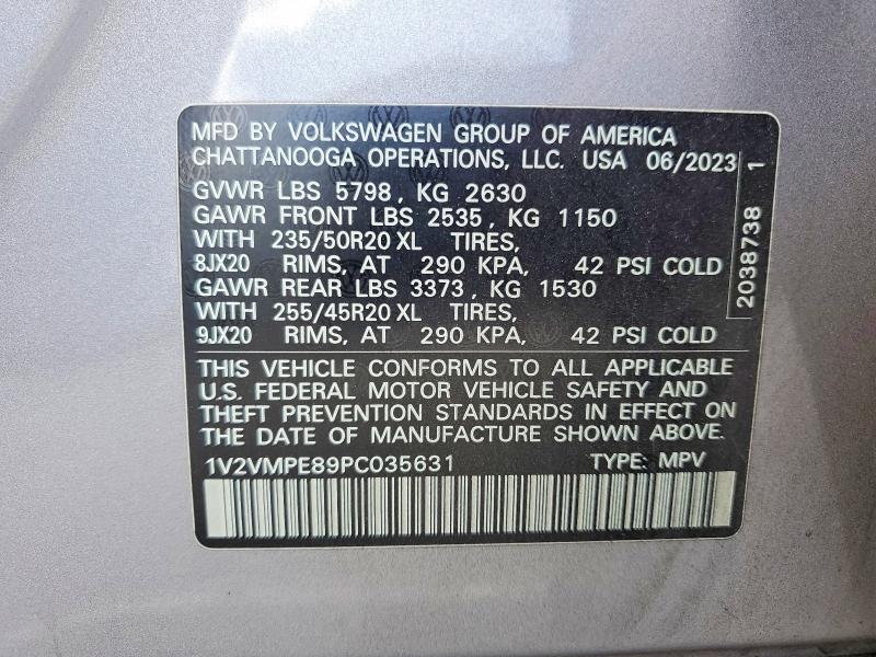 57922596 :رقم المزاد ، 1V2VMPE89PC035631 vin ، 2023 Volkswagen Id.4 مزاد بيع
