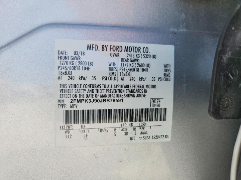 Aukcja sprzedaży 2018 Ford Edge, vin: 2FMPK3J90JBB78591, numer aukcji: 58970136