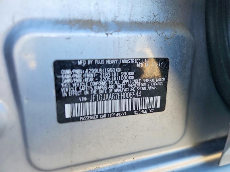 2015 Subaru Impreza მანქანა იყიდება აუქციონზე, vin: JF1GJAA67FH006544, აუქციონის ნომერი: 56023496