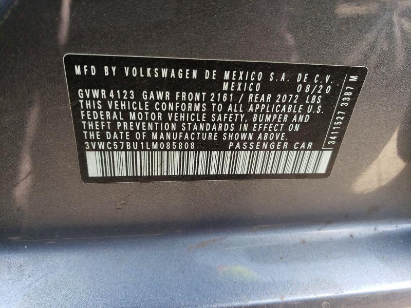 Aukcja sprzedaży 2020 Volkswagen Jetta, vin: 3VWC57BU1LM085808, numer aukcji: 57912726